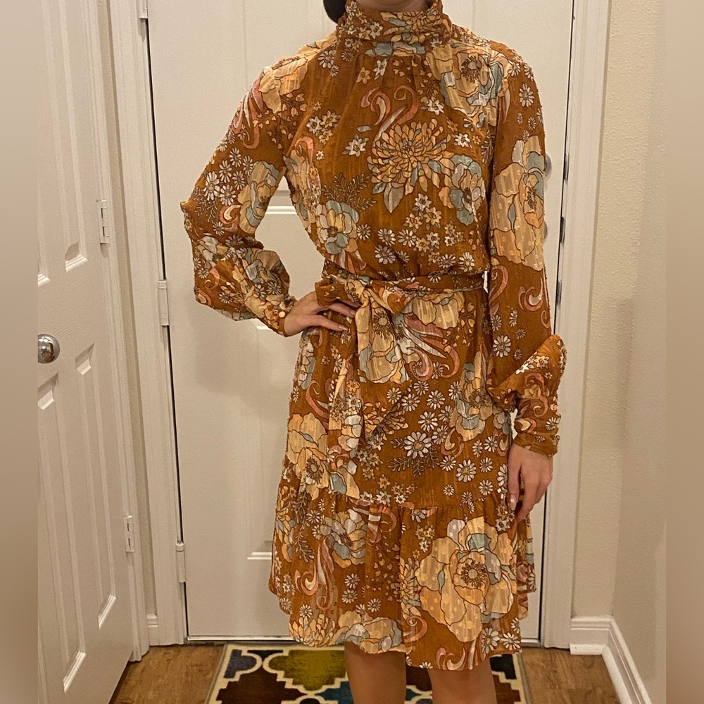 *BRAND NEW* Brown Floral Long Sleeve Dress